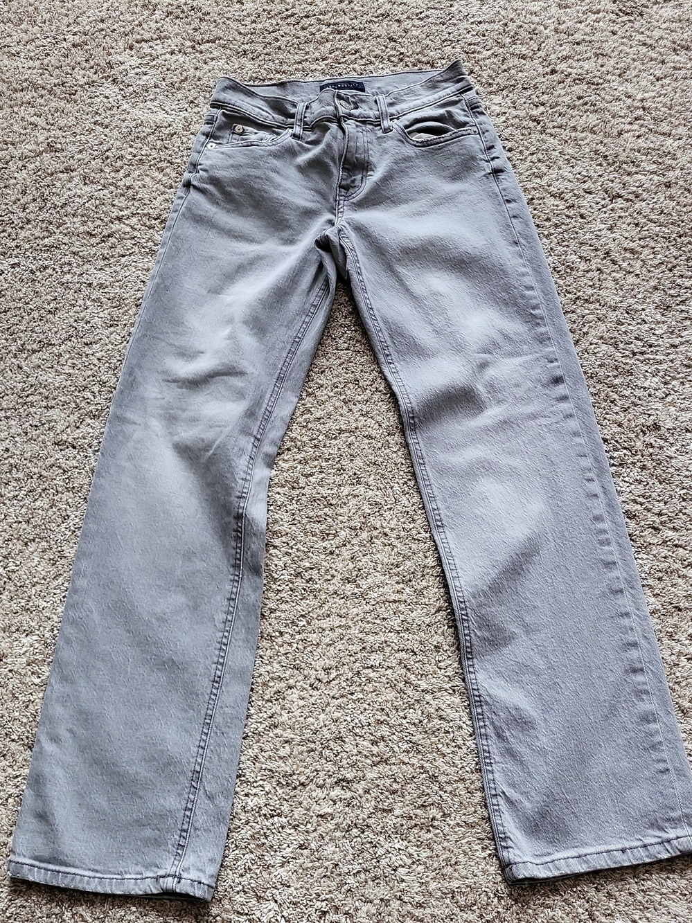 Aeropostale Low Rise Baggy Jeans Womens 0 Reg Gray Wash Straight Leg 1372